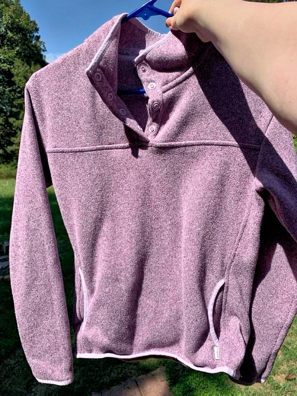 EUC Eddie Bauer Quest Fleece Snap Mock Pullover Purple Small